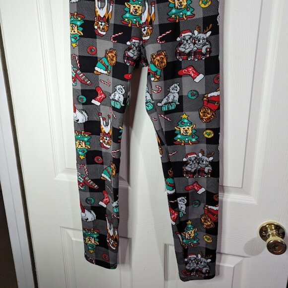 Christmas dog fleece lined leggings No boundaries size medium - Picture 2 of 6